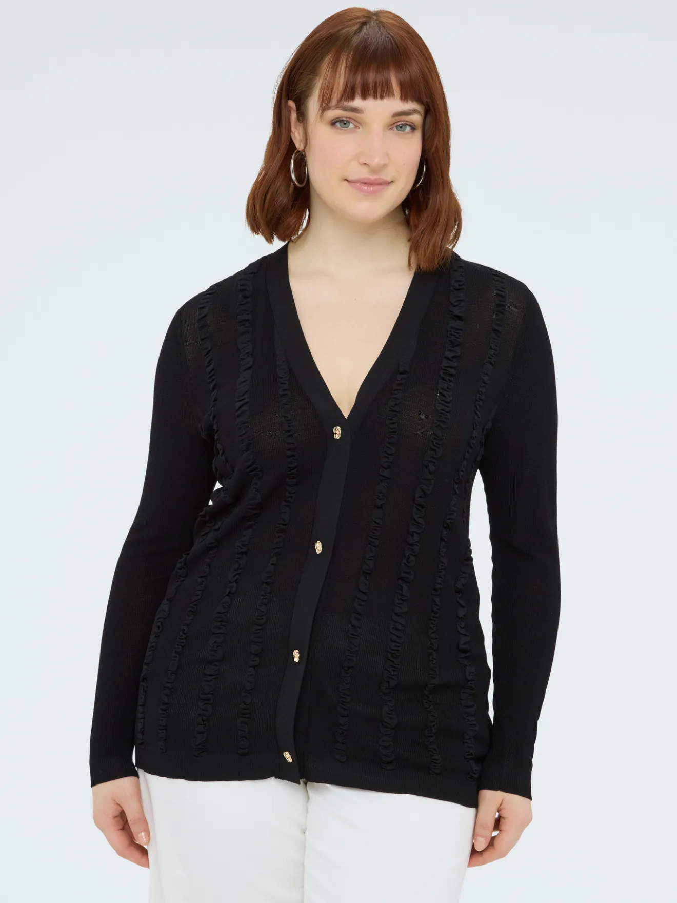Cardigan con micro rouches