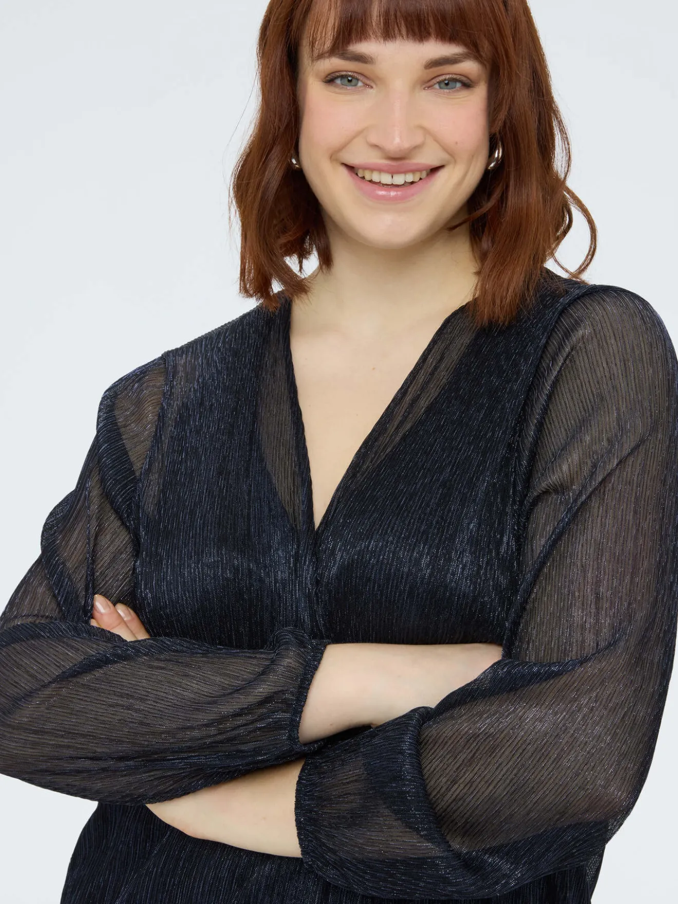 Cardigan coprispalle in plissè lurex