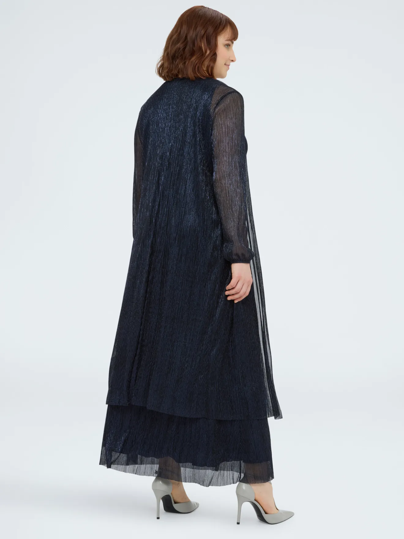 Cardigan coprispalle in plissè lurex