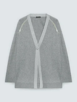Cardigan in maglia fine con applicazioni crystal