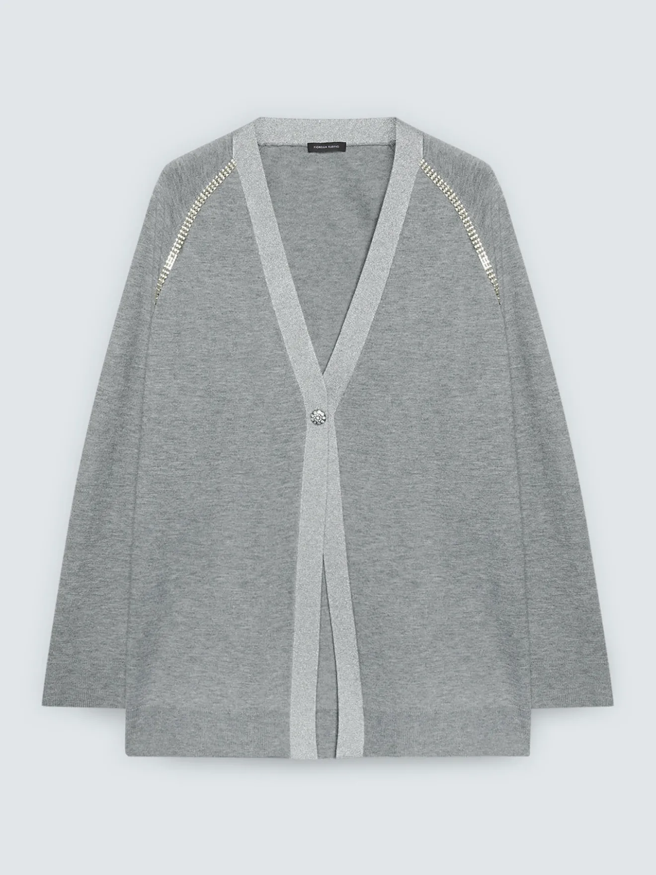 Cardigan in maglia fine con applicazioni crystal