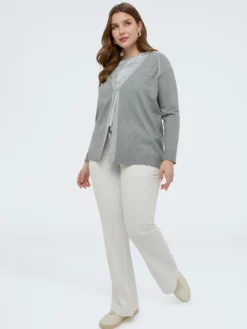Cardigan in maglia fine con applicazioni crystal