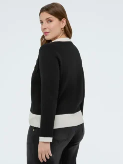 Cardigan in maglia fine con profili a contrasto