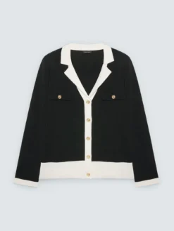 Cardigan in maglia fine con profili a contrasto