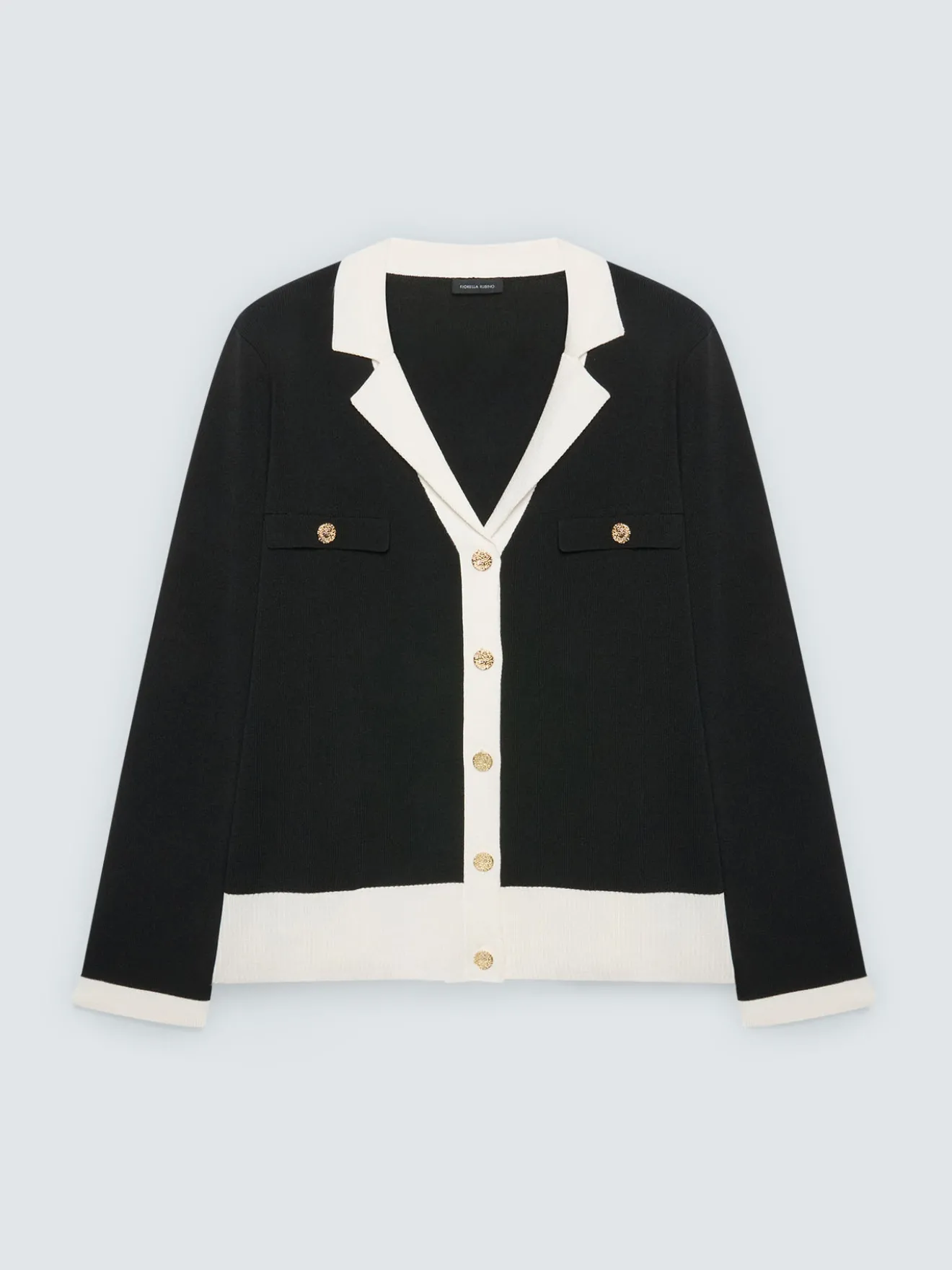 Cardigan in maglia fine con profili a contrasto