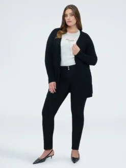 Cardigan lungo con scollo a V in maglia fine