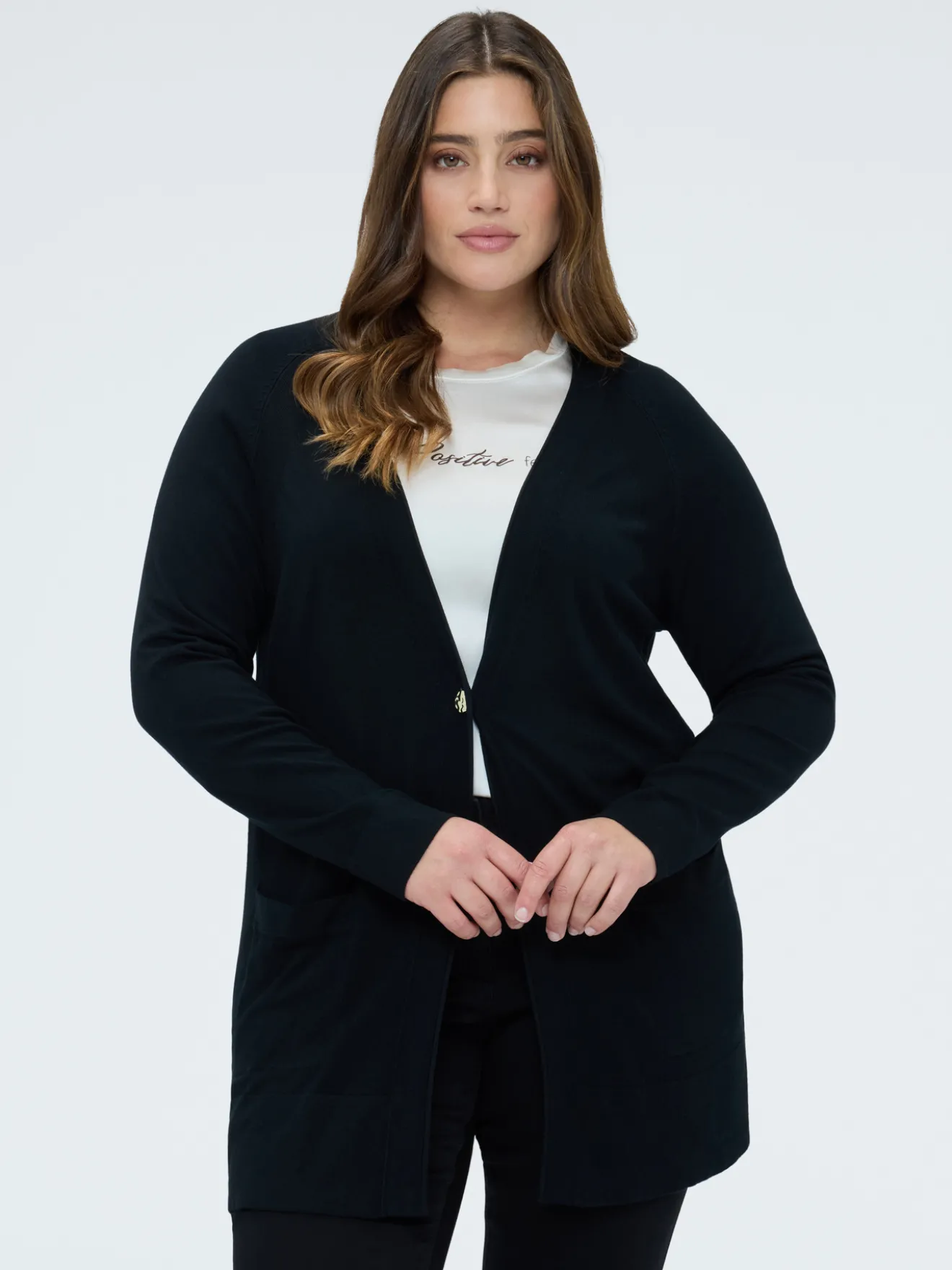 Cardigan lungo con scollo a V in maglia fine