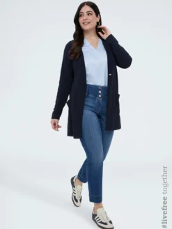 Cardigan lungo con scollo a V in maglia fine