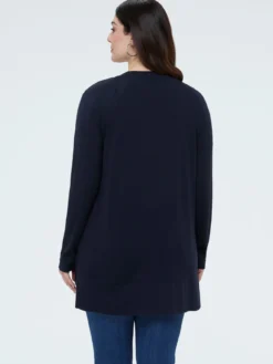Cardigan lungo con scollo a V in maglia fine