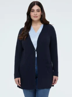 Cardigan lungo con scollo a V in maglia fine