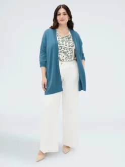 Cardigan lungo in maglia fine misto viscosa
