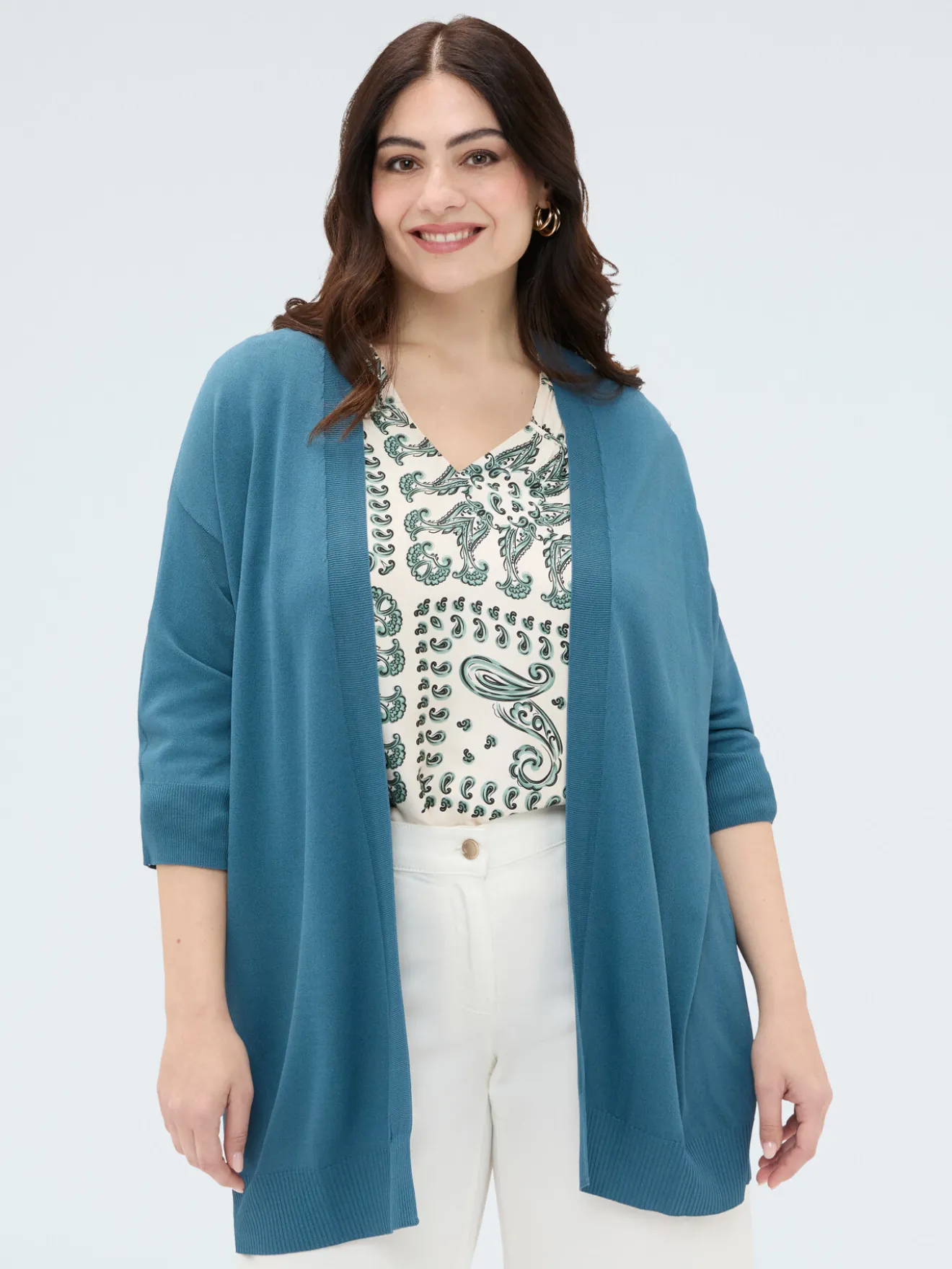 Cardigan lungo in maglia fine misto viscosa