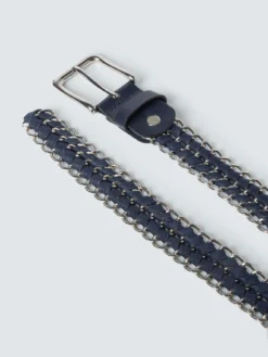 Cintura con fibbia tessuto intrecciato e catena