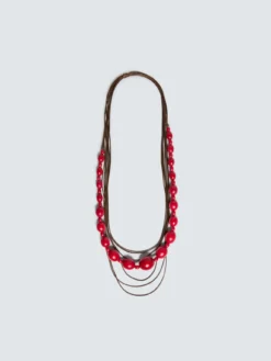 Collana con sfere rosse e cordini