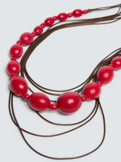 Collana con sfere rosse e cordini