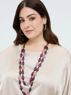 Collana doppio filo con perle miste