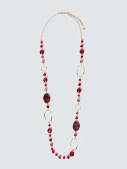 Collana lunga con perline e anelli