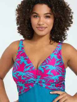 Costume intero incrociato stampa tropicale