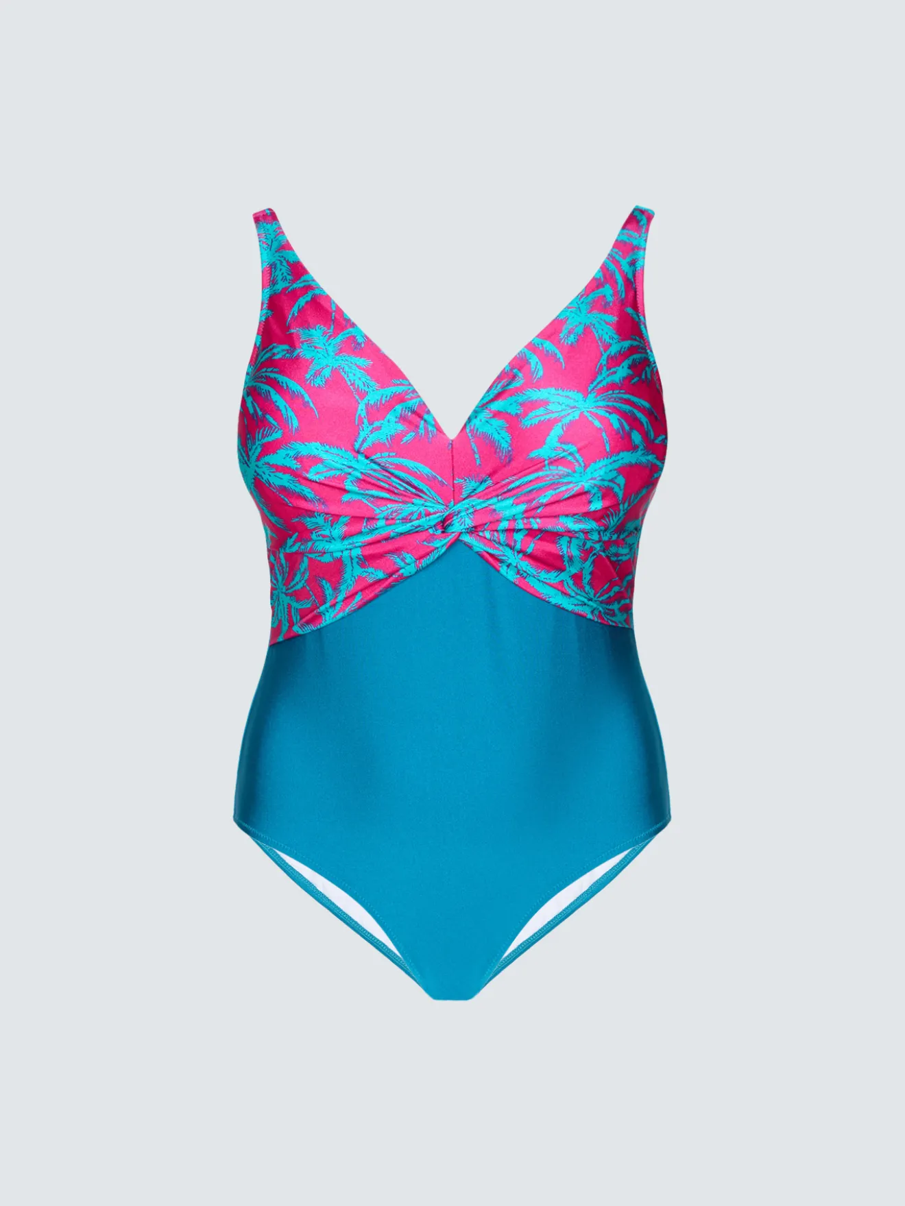 Costume intero incrociato stampa tropicale