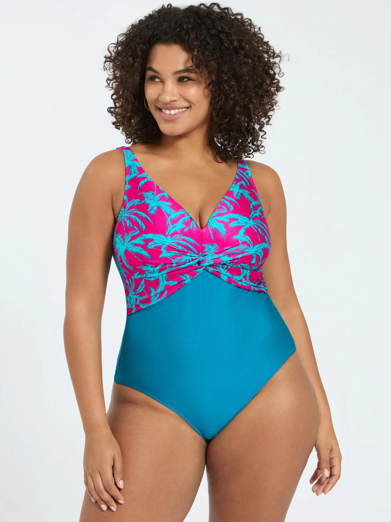 Costume intero incrociato stampa tropicale