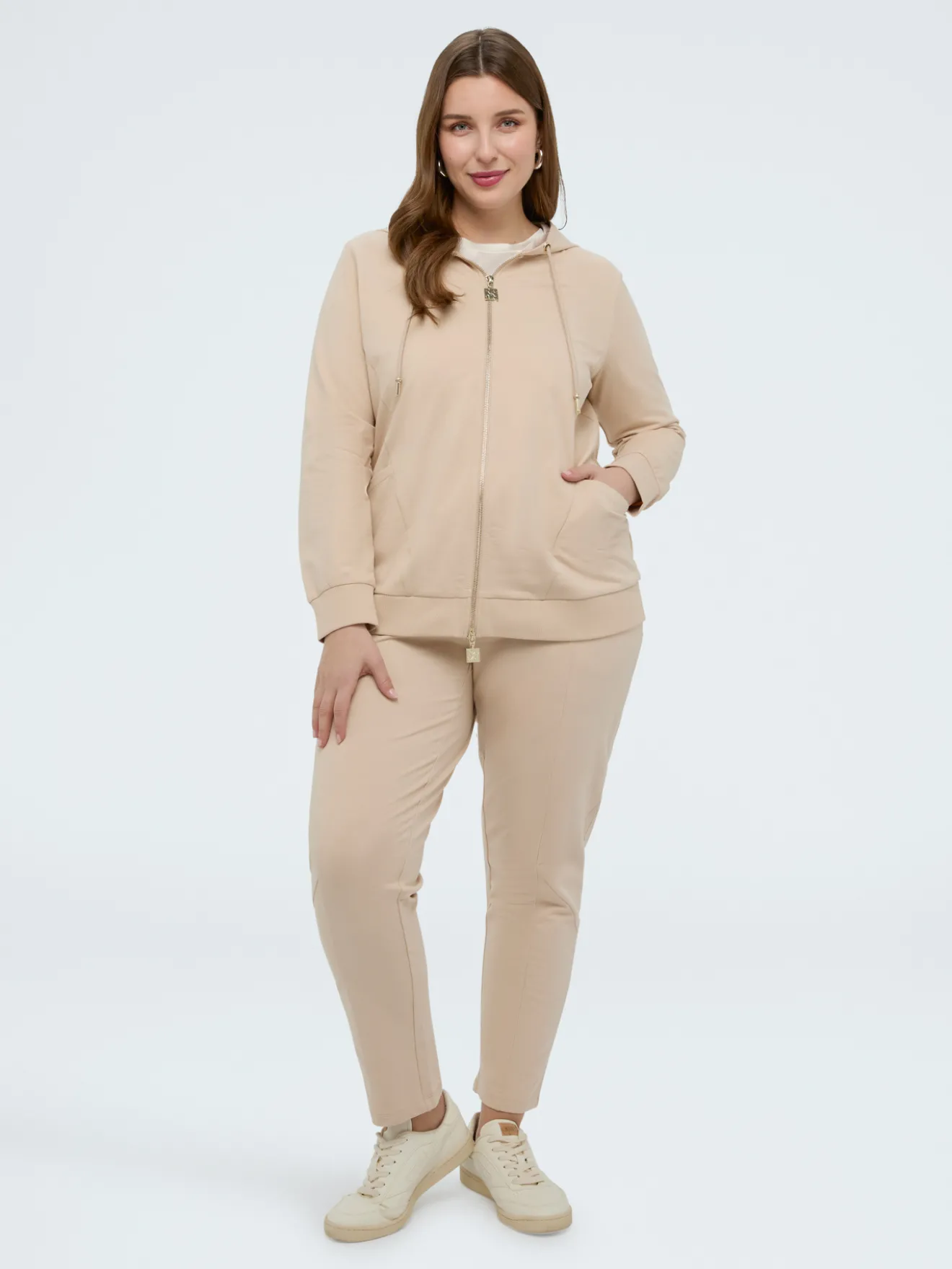 Felpa aperta con cappuccio e zip