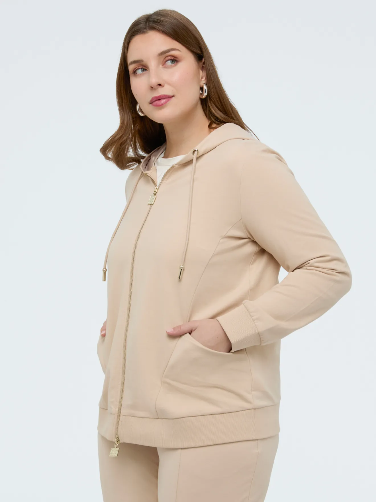 Felpa aperta con cappuccio e zip