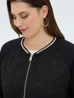 Felpa aperta con ricamo floreale