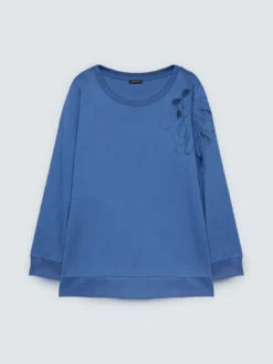 Felpa con ricamo floreale e cut out