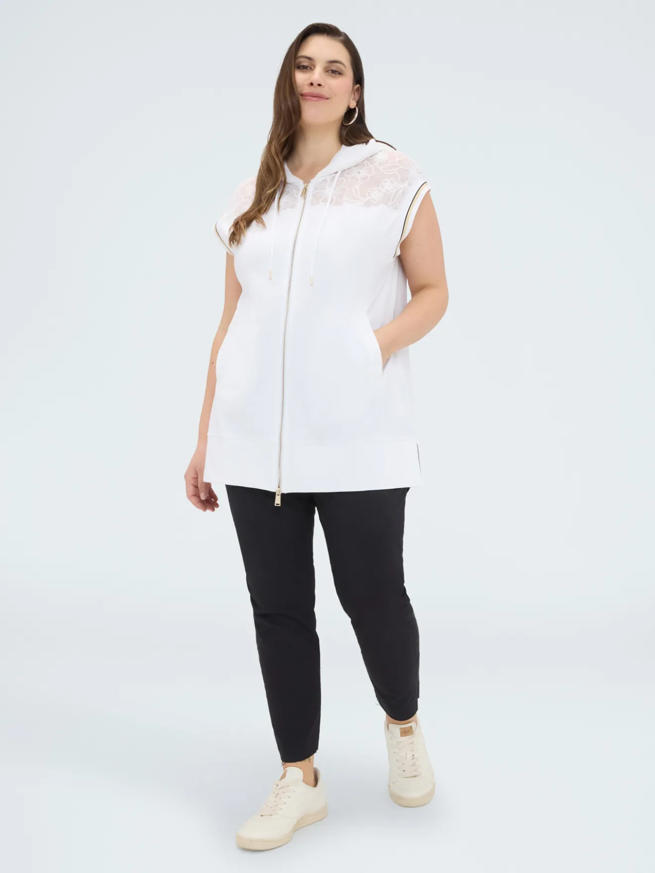 Felpa gilet con cappuccio