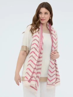 Foulard lungo con ricami e frange