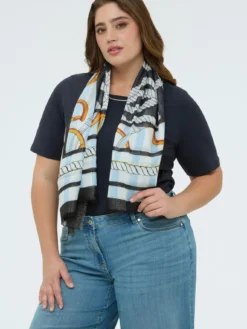 Foulard lungo con stampa marinière
