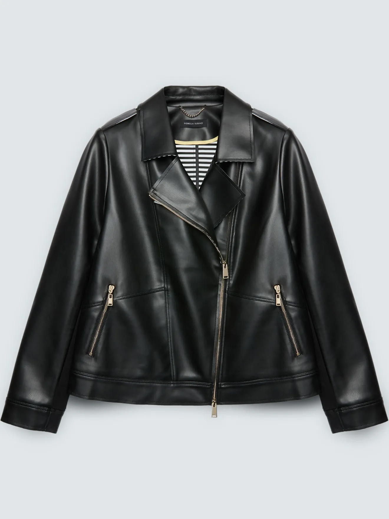 Giacca biker con dettagli a righe