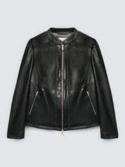 Giacca biker con dettagli intrecciati e inserti stretch