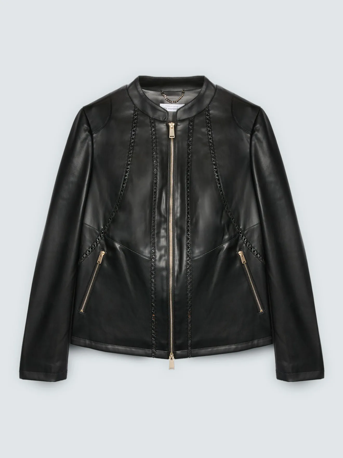 Giacca biker con dettagli intrecciati e inserti stretch