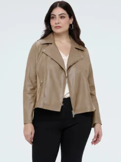 Giacca biker con inserti in tessuto stretch