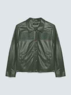 Giacca biker con inserto intrecciato