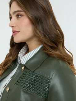 Giacca biker con inserto intrecciato