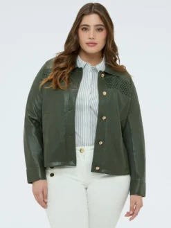 Giacca biker con inserto intrecciato