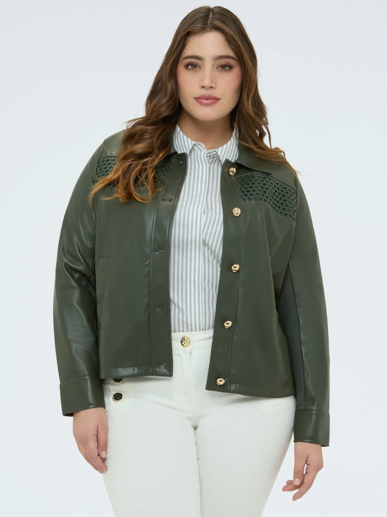 Giacca biker con inserto intrecciato