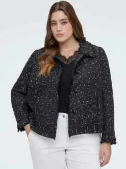 Giacca con paillettes e dettagli sfrangiati