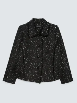 Giacca con paillettes e dettagli sfrangiati