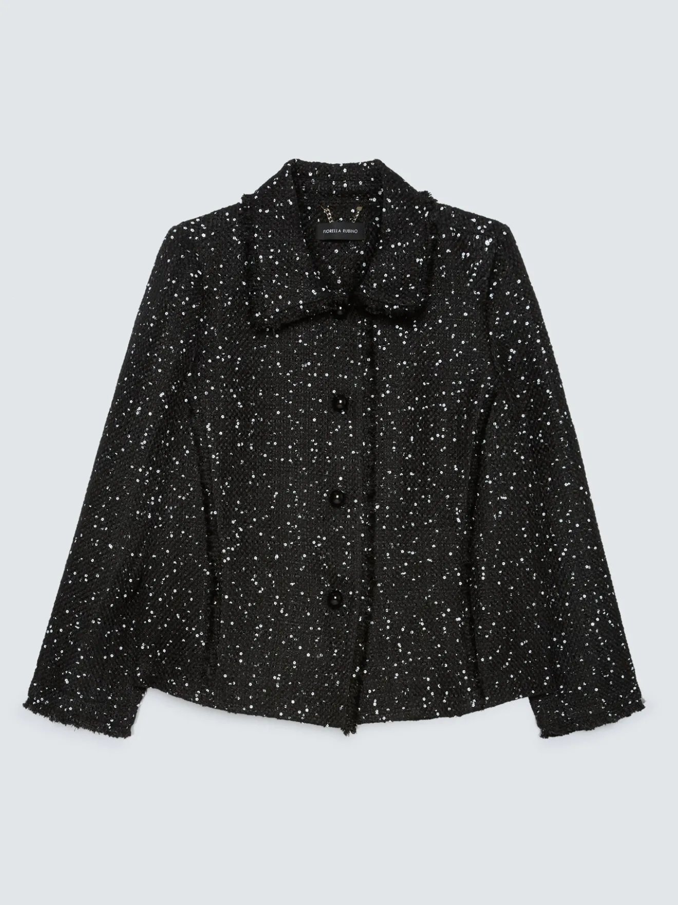 Giacca con paillettes e dettagli sfrangiati