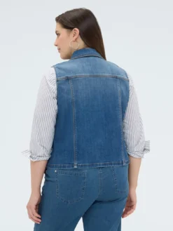 Gilet in denim con strass