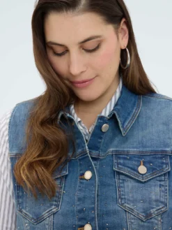 Gilet in denim con strass