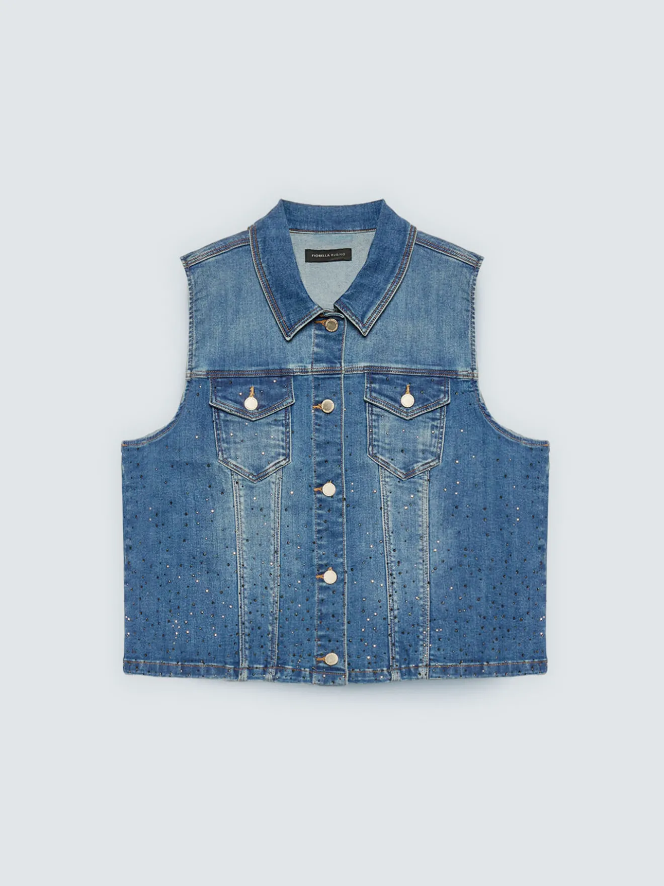 Gilet in denim con strass