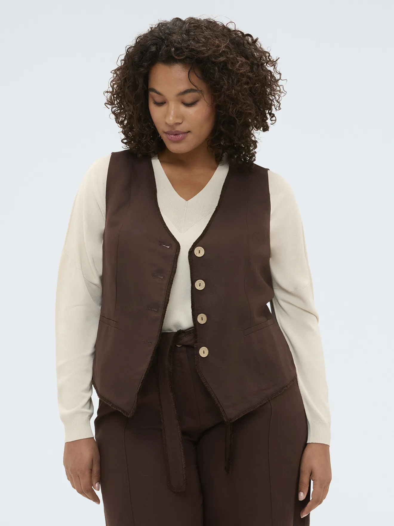 Gilet in misto lino e viscosa