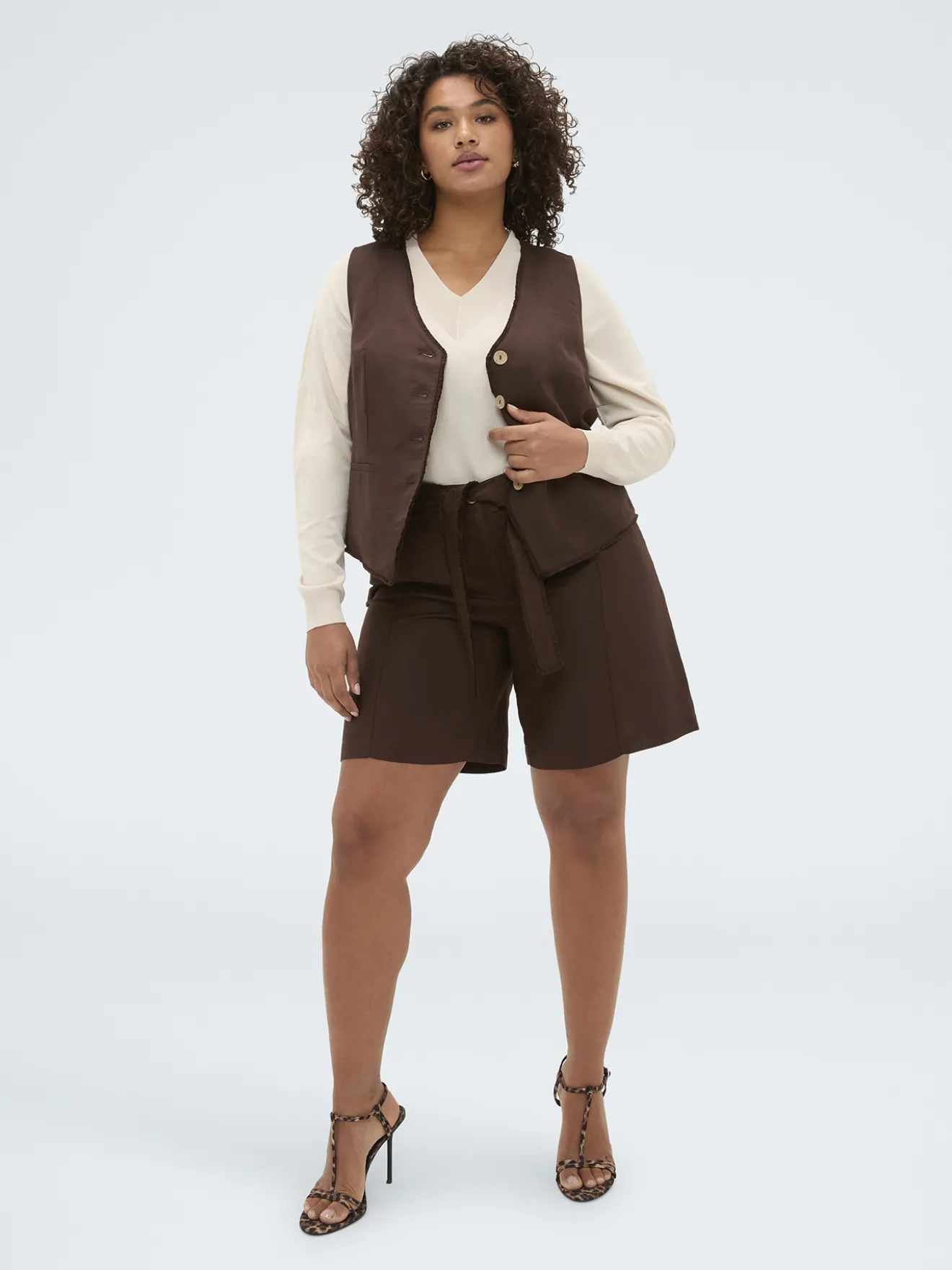 Gilet in misto lino e viscosa