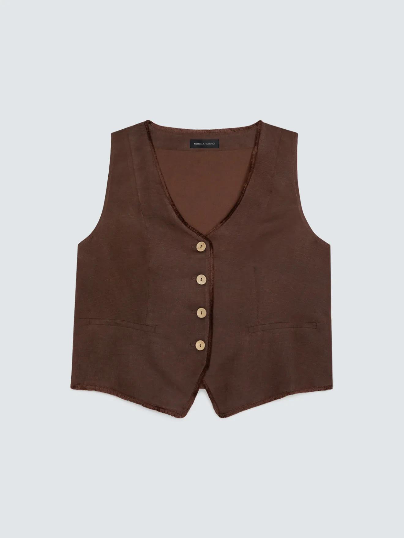Gilet in misto lino e viscosa