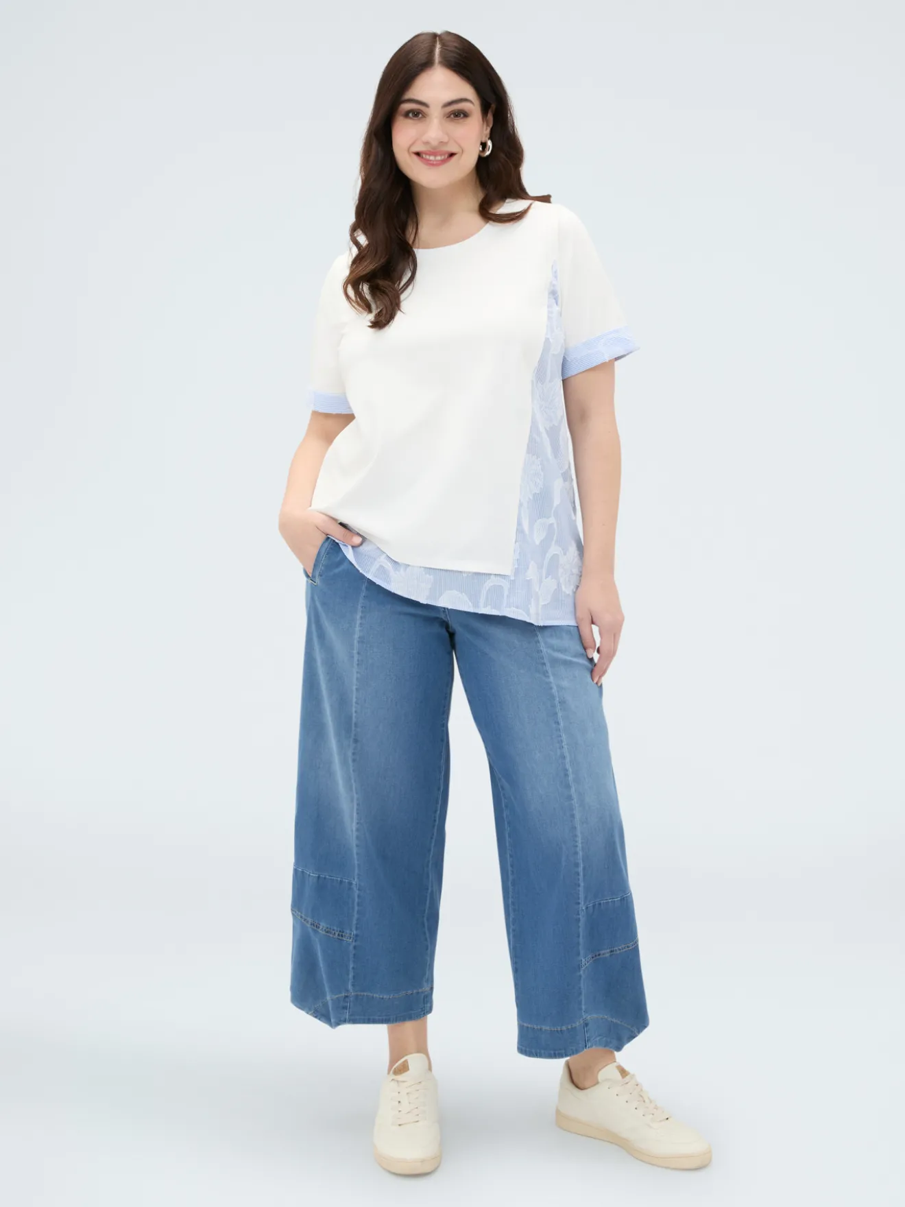 Jeans baggy in denim effetto washed