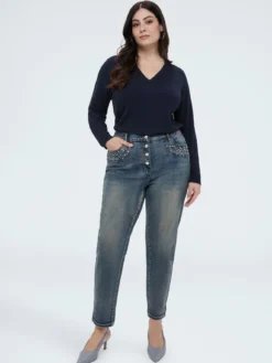 Jeans Barrel con punti luce colorati